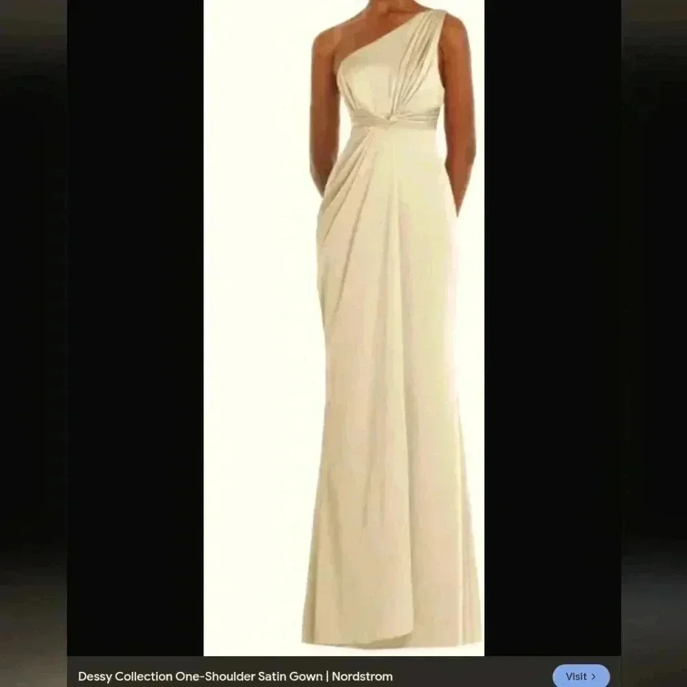 Dessy Collection One Shoulder Satin Gown Size 4 Regular Nwt